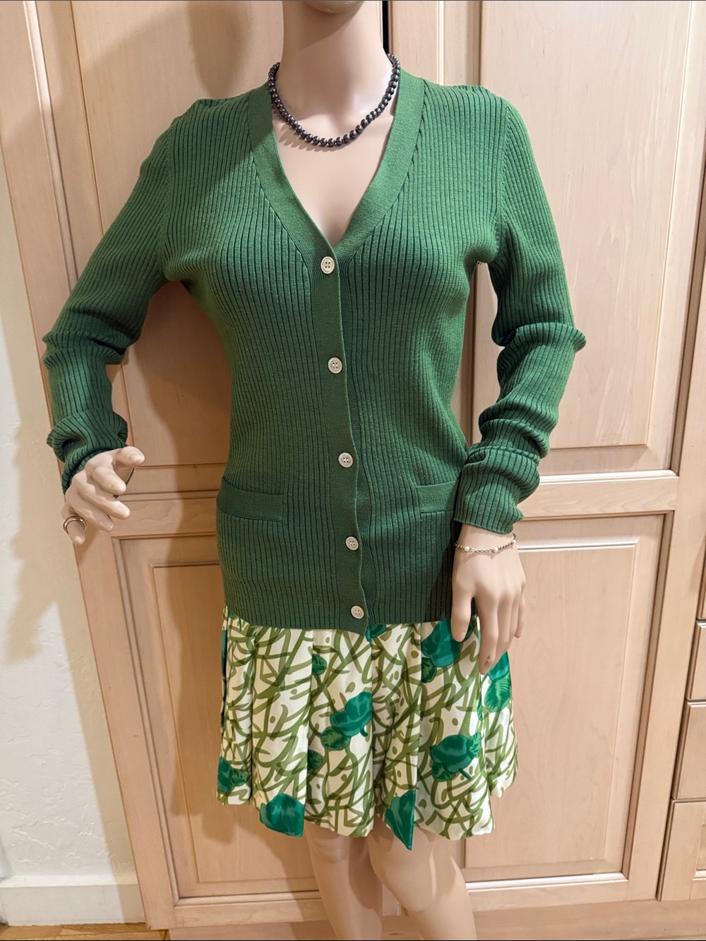 Vera wang lavender label cardigan and skirt set